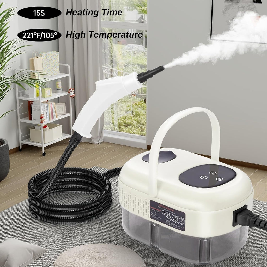 2500W Handheld Steam Cleaner | 15-Second Heat-Up, 1100ml Tank