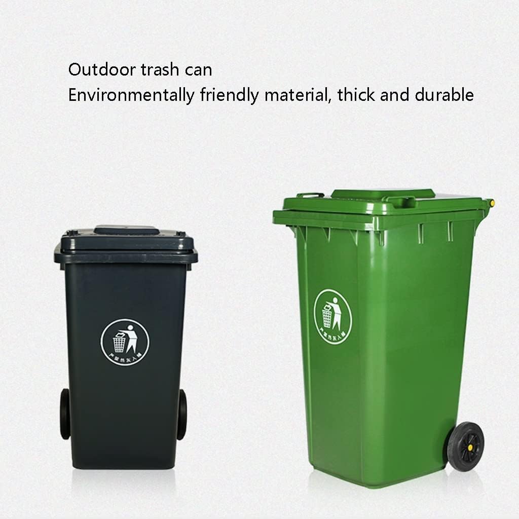 Outdoor Rubbish Bin with Lid – Heavy-Duty Plastic Waste Bin with Wheels for Home & Business