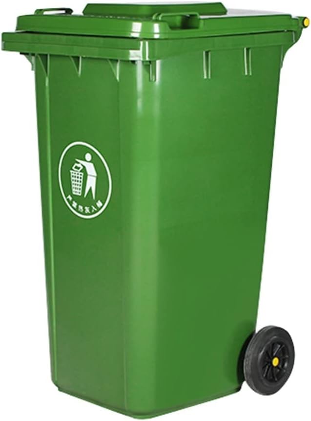 Outdoor Rubbish Bin with Lid – Heavy-Duty Plastic Waste Bin with Wheels for Home & Business