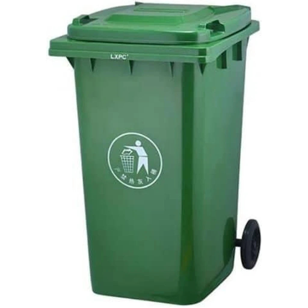 Heavy Duty 120L Plastic Dustbin with Wheels, Manual-Lift Lid