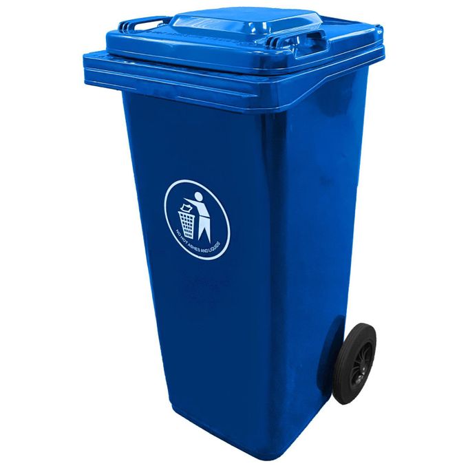 Heavy Duty 120L Plastic Dustbin with Wheels, Manual-Lift Lid