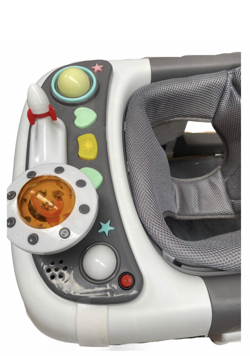 Baby Walker | Height-Adjustable with Silicone Wheels & Lock, Removable Music Panel, Compact Fold (Gray) | Supports up to 20kg