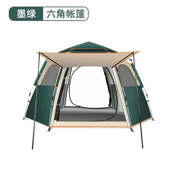 6-Person Hexagonal Pop-Up Tent – Quick Setup, Waterproof, Mesh Windows & Sunshade, Ideal for Camping & Hiking