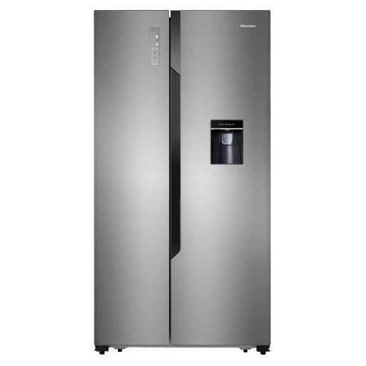 Hisense 670L Side-by-Side Refrigerator with Water Dispenser - INOX