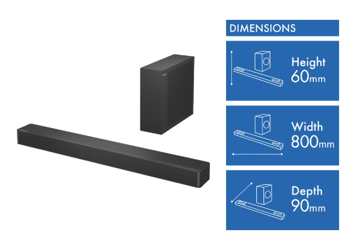 Hisense HS2100 2.1ch Soundbar with Wireless Subwoofer | 240W Power