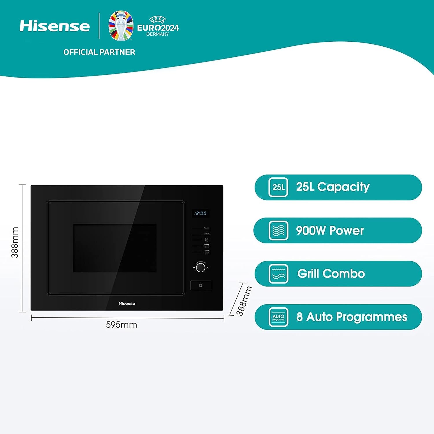 Hisense 25L Built-In Solo Microwave Oven | B25MOBX7 (Black)