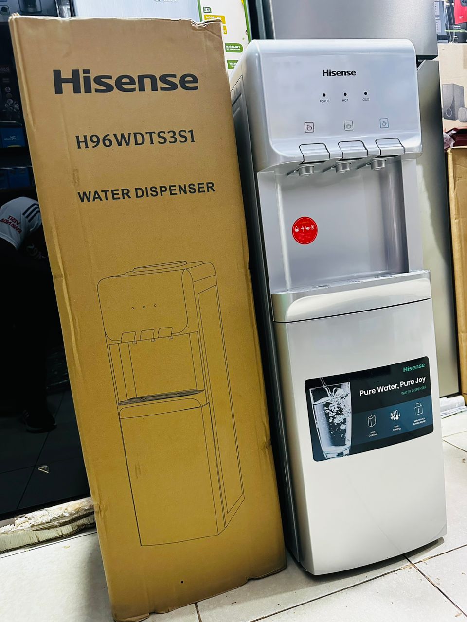 Hisense 3-Taps Top Load Water Dispenser with 12L Storage Cabinet, H96WDTS3S1 (Hot, Cold & Room Water)