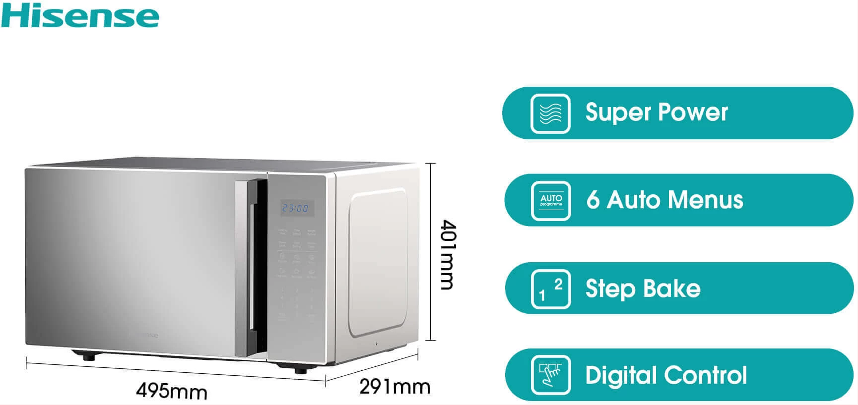 Hisense 30L Digital Microwave Oven with Grill | H30MOMS9H (Silver)