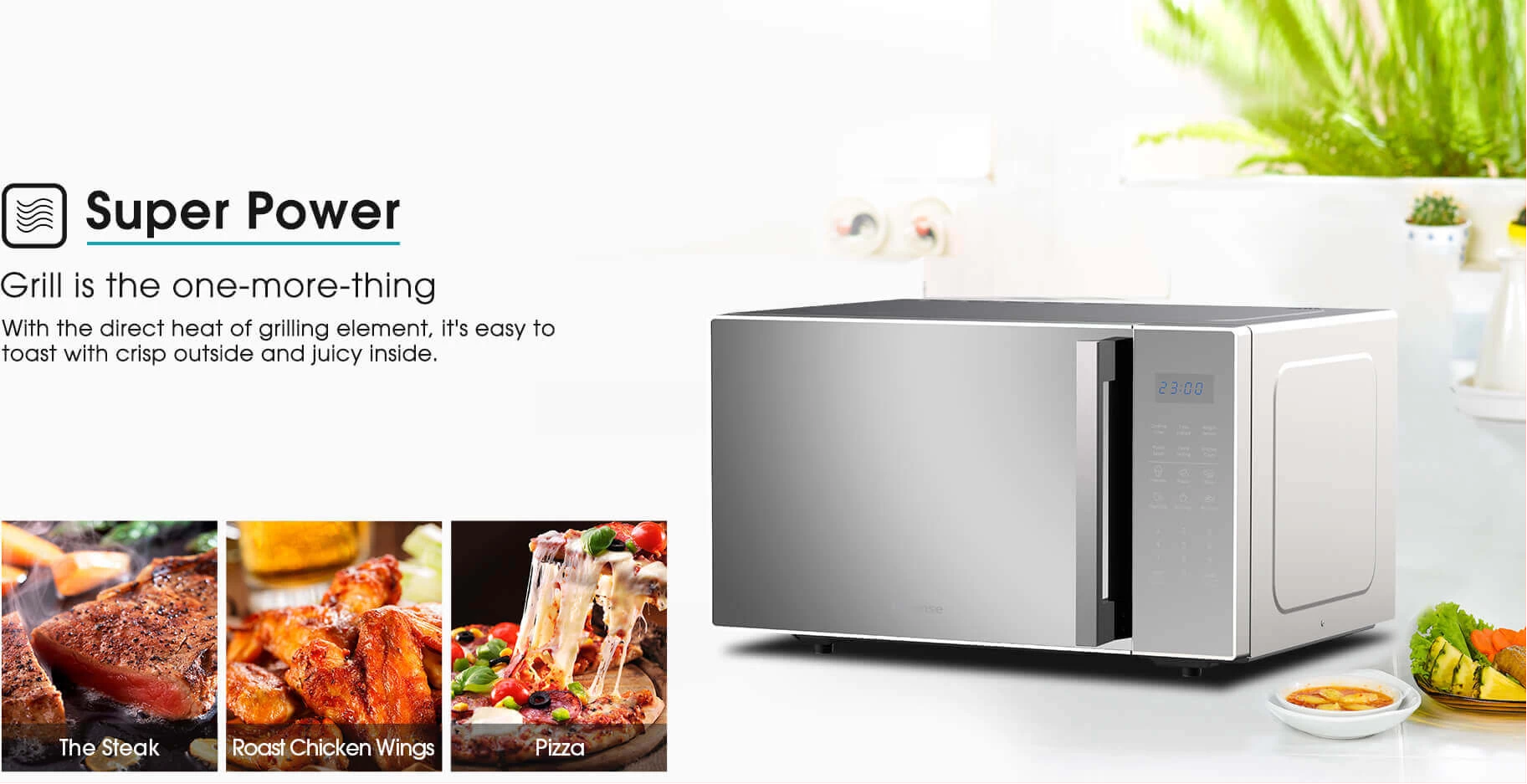 Hisense 30L Digital Microwave Oven with Grill | H30MOMS9H (Silver)
