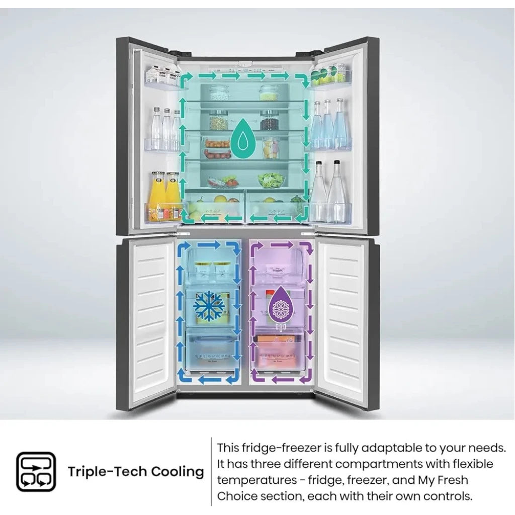 Hisense 610L Side-By-Side Fridge RQ610N4AB1 – 4 Door Frost Free Refrigerator – Black  3YEARS WARRANTY