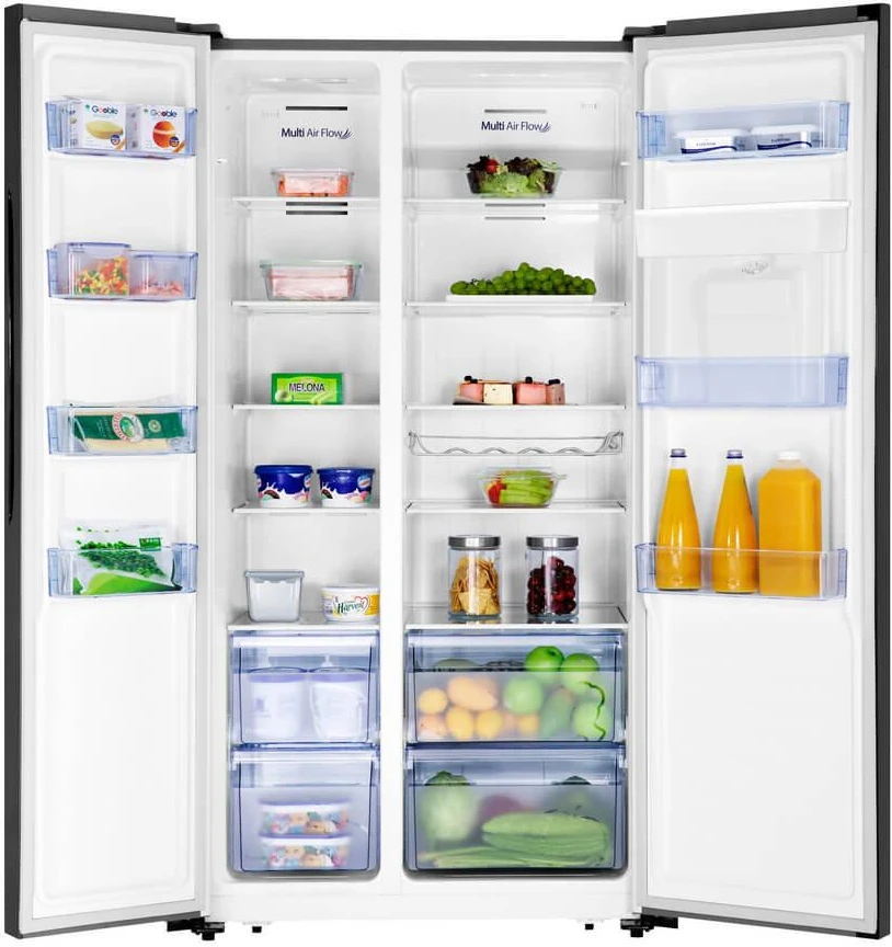 Hisense 750Litres Side-by-side Refrigerator with Dispenser, Auto Defrost, Inverter Compressor -Black (3YRs WRTY)