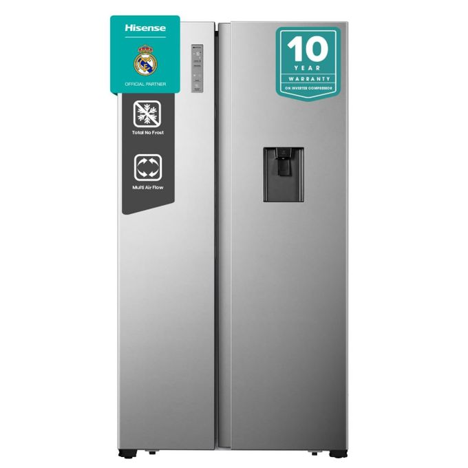 Hisense 750Litres Side-by-side Refrigerator with Dispenser, Auto Defrost, Inverter Compressor -Black (3YRs WRTY)