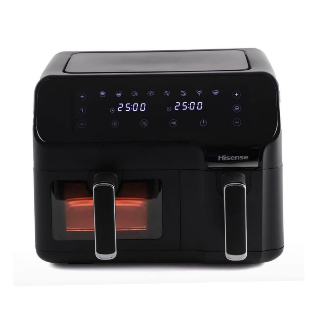 Hisense H09AFBK2S5 8L Dual Basket Air Fryer 2700W Smart Touch Control 8 Presets 2-in-1 Cooking System Matte Black