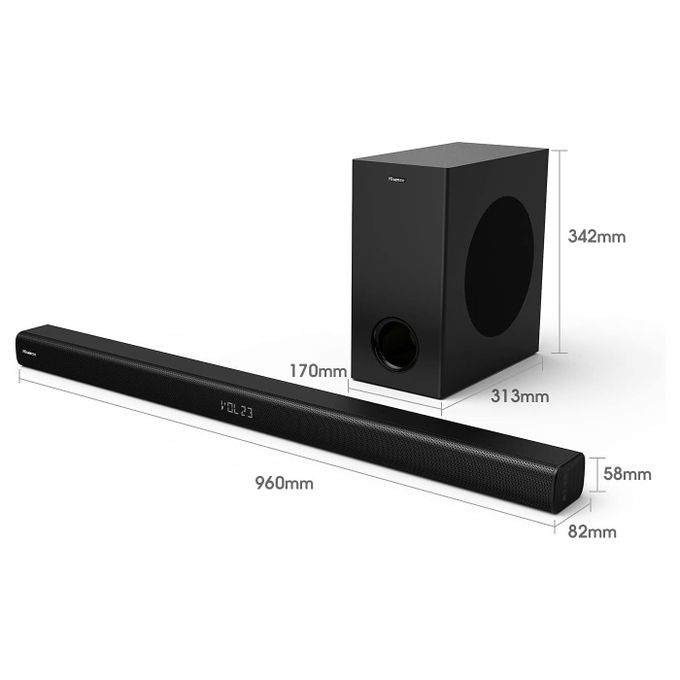 Hisense HS1800 2.1 Channel Soundbar with Wireless Subwoofer - 140W (Dolby Audio, DTS Virtual:X, Bluetooth 5.3, HDMI ARC)