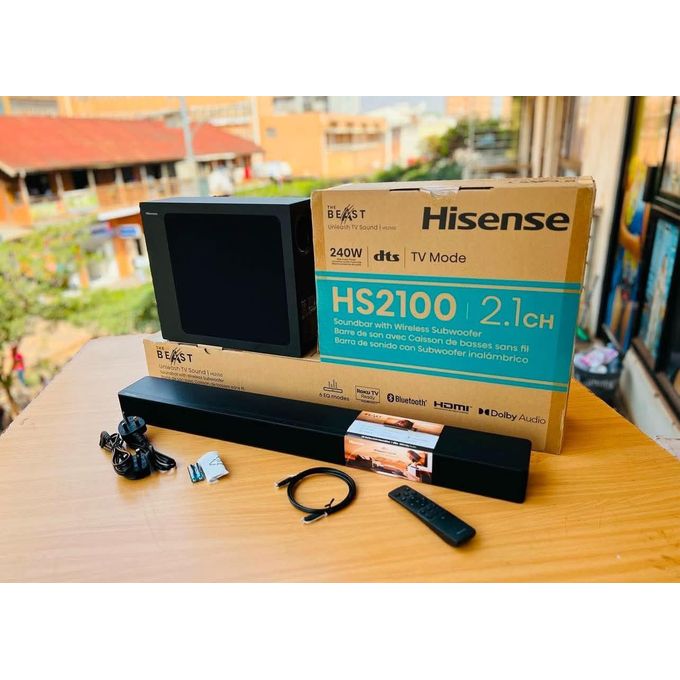 Hisense HS2100 2.1 Channel Soundbar with Wireless Subwoofer - 240W (Dolby Audio, DTS Virtual:X, Bluetooth 5.3, HDMI ARC)