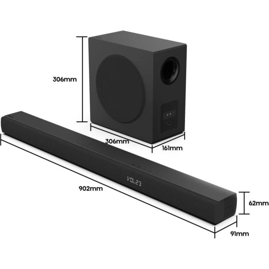 Hisense HS3100 3.1 Channel Soundbar with Wireless Subwoofer - 480W (Dolby Digital Plus, DTS Virtual:X, Bluetooth 5.3, HDMI ARC)