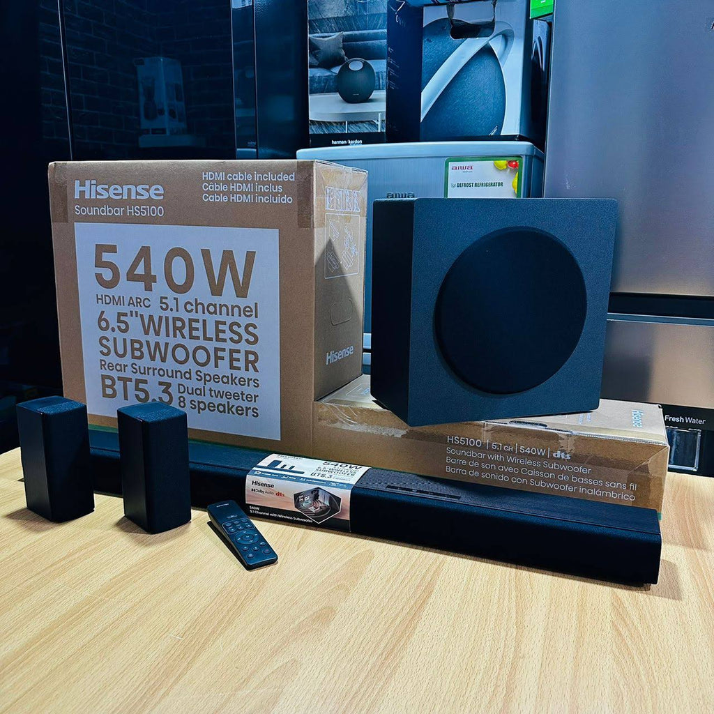Hisense HS5100 5.1 Channel Soundbar with Wireless Subwoofer & Rear Speakers - 540W (Dolby Digital Plus, DTS Virtual:X, Bluetooth 5.3)