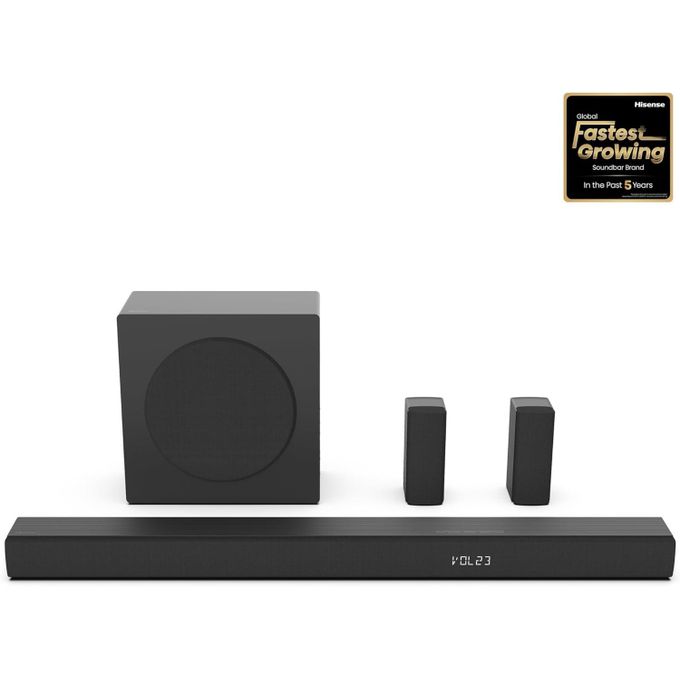 Hisense HS5100 5.1 Channel Soundbar with Wireless Subwoofer & Rear Speakers - 540W (Dolby Digital Plus, DTS Virtual:X, Bluetooth 5.3)