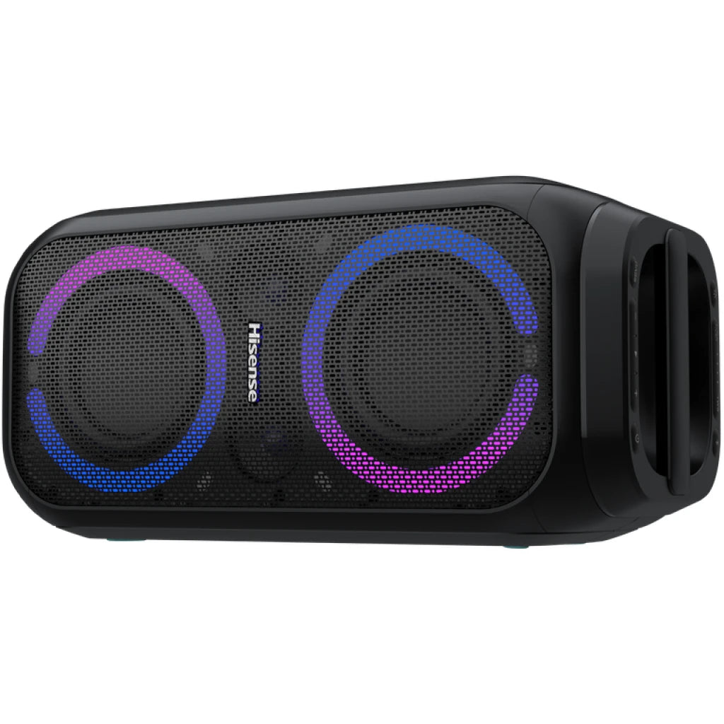 Hisense Party Rocker 160 Portable Bluetooth Speaker with Dynamic LED Lights - 160W (TWS Pair Play, Karaoke Mode, IPX4, Black)