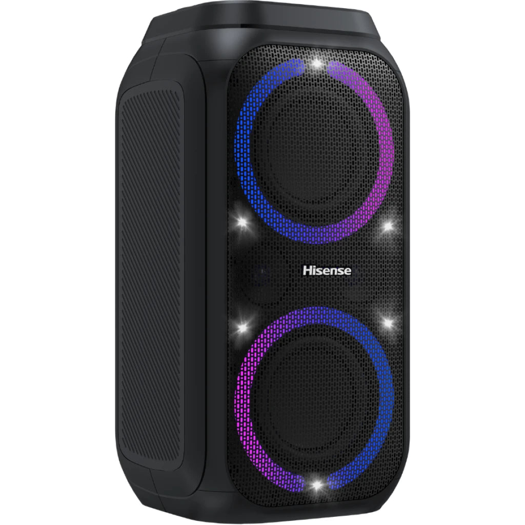 Hisense Party Rocker 160 Portable Bluetooth Speaker with Dynamic LED Lights - 160W (TWS Pair Play, Karaoke Mode, IPX4, Black)