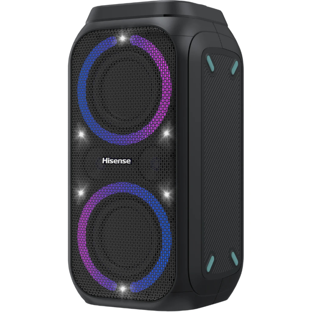 Hisense Party Rocker 160 Portable Bluetooth Speaker with Dynamic LED Lights - 160W (TWS Pair Play, Karaoke Mode, IPX4, Black)