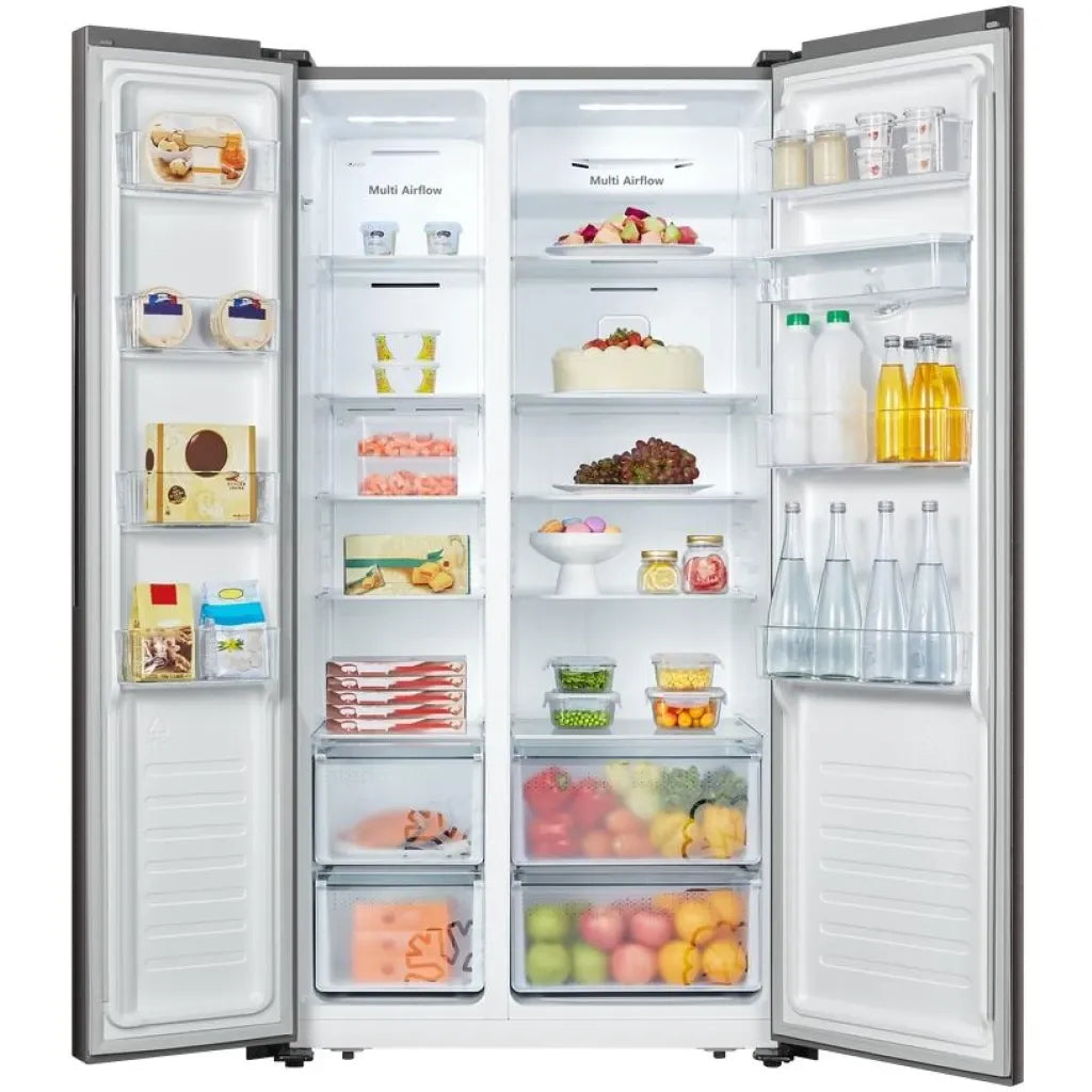 Hisense 750Litres Side By Side Refrigerator with Dispenser RC-75WS4SB1, Auto Defrost, Inverter Compressor – Silver (3YRs WRTY)