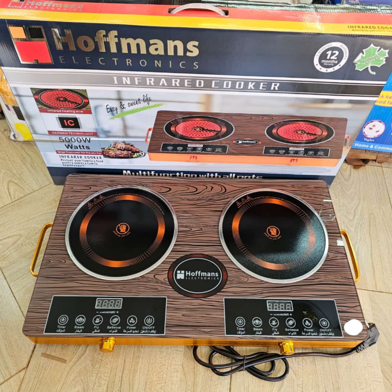 Hoffmans HM-9099 Infrared Double Cooker 5000W Touch Control Dual Heating Electric Hot Plate with LED Display