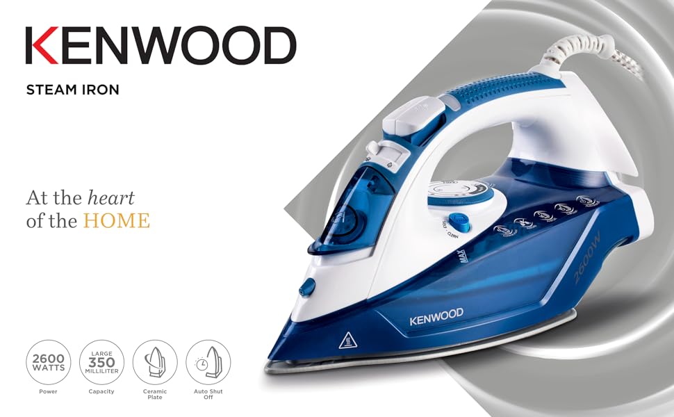 Kenwood STP70 2600W Ceramic Steam Iron – 350ml Tank, Anti-Calc, Self-Cleaning