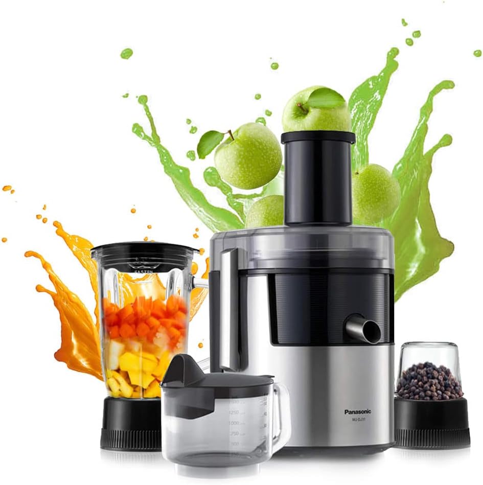 PANASONIC MJDJ31 – 3-in-1 Juicer, Blender & Grinder, 800W, 1.5L, Stainless Steel