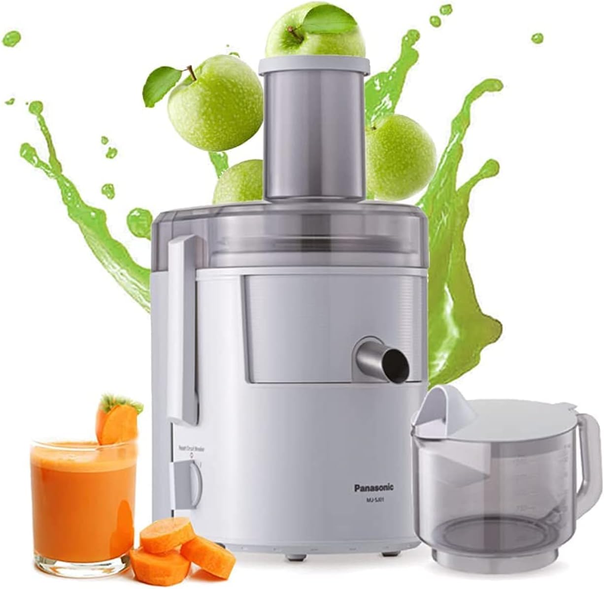 Panasonic MJ-SJ01WTZ Juicer – 800W Cold Press Juicer with 2L Pulp Container & 1.5L Jug (Stainless Steel, Dishwasher Safe)