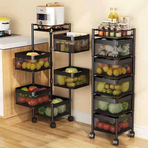 360° Rotating Storage Rack Shelves – Space-Saving Multi-Layer Kitchen & Vegetable Organizer (4 & 5 Tiers)