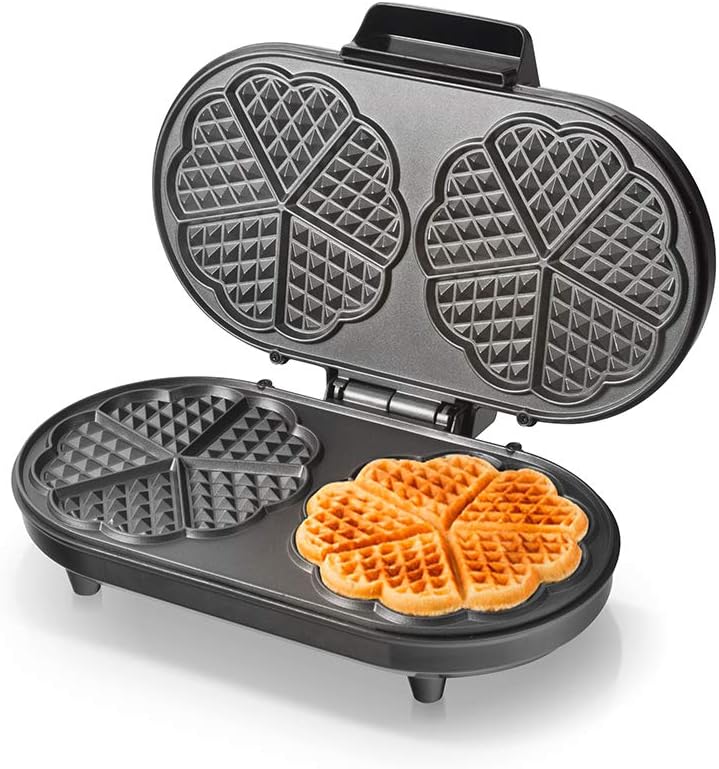 SAACHI Double Waffle Maker – 10 Bite-Size Heart-Shaped Waffles, Non-Stick, Automatic Temperature Control - LIFE STORES UGANDA