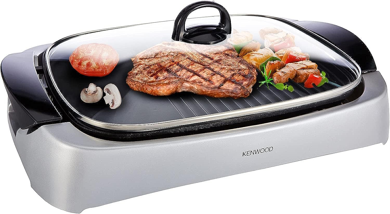 Kenwood HG266 Contact Health Grill – 2000W Family-Sized Griddle with Glass Lid