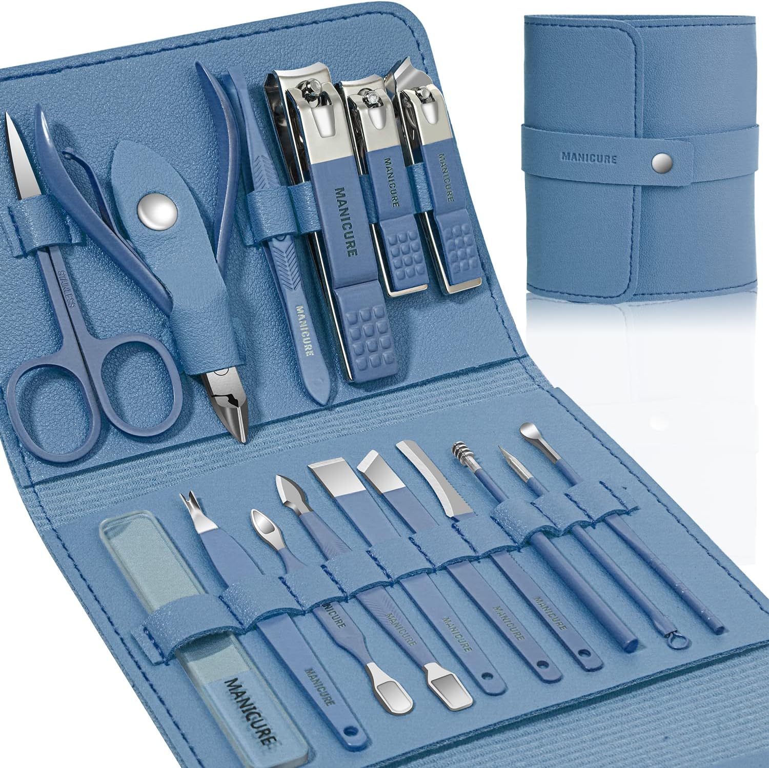 Manicure Professional Clipper Set – 16pcs Stainless Steel Nail Care Tools Grooming Kit - LIFE STORES UGANDA