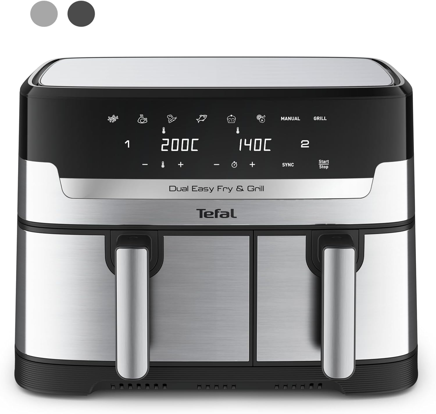 Tefal EY905D40 Dual Easy Fry & Grill – 8.3L XL Air Fryer with Dual Drawers & 8 Presets (Black/Silver)