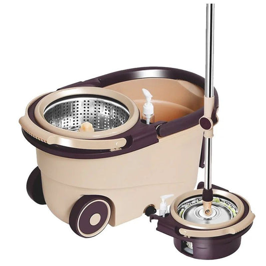 Spin Mop with Bucket – Stainless Steel Wringer, 2 Refills & Modular Design  | Heavy-Duty, Splash-Free Cleaning