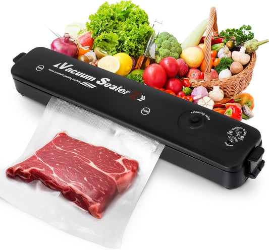 Automatic Vacuum Sealer Machine – 1200W Food Saver with Wet/Dry Modes, Compact Space-Saving Design, 10 Sealer Bags Included  | Plastic Body