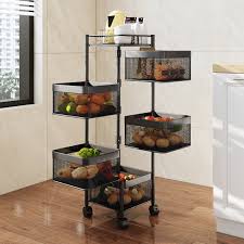 360° Rotating Storage Rack Shelves – Space-Saving Multi-Layer Kitchen & Vegetable Organizer (4 & 5 Tiers)