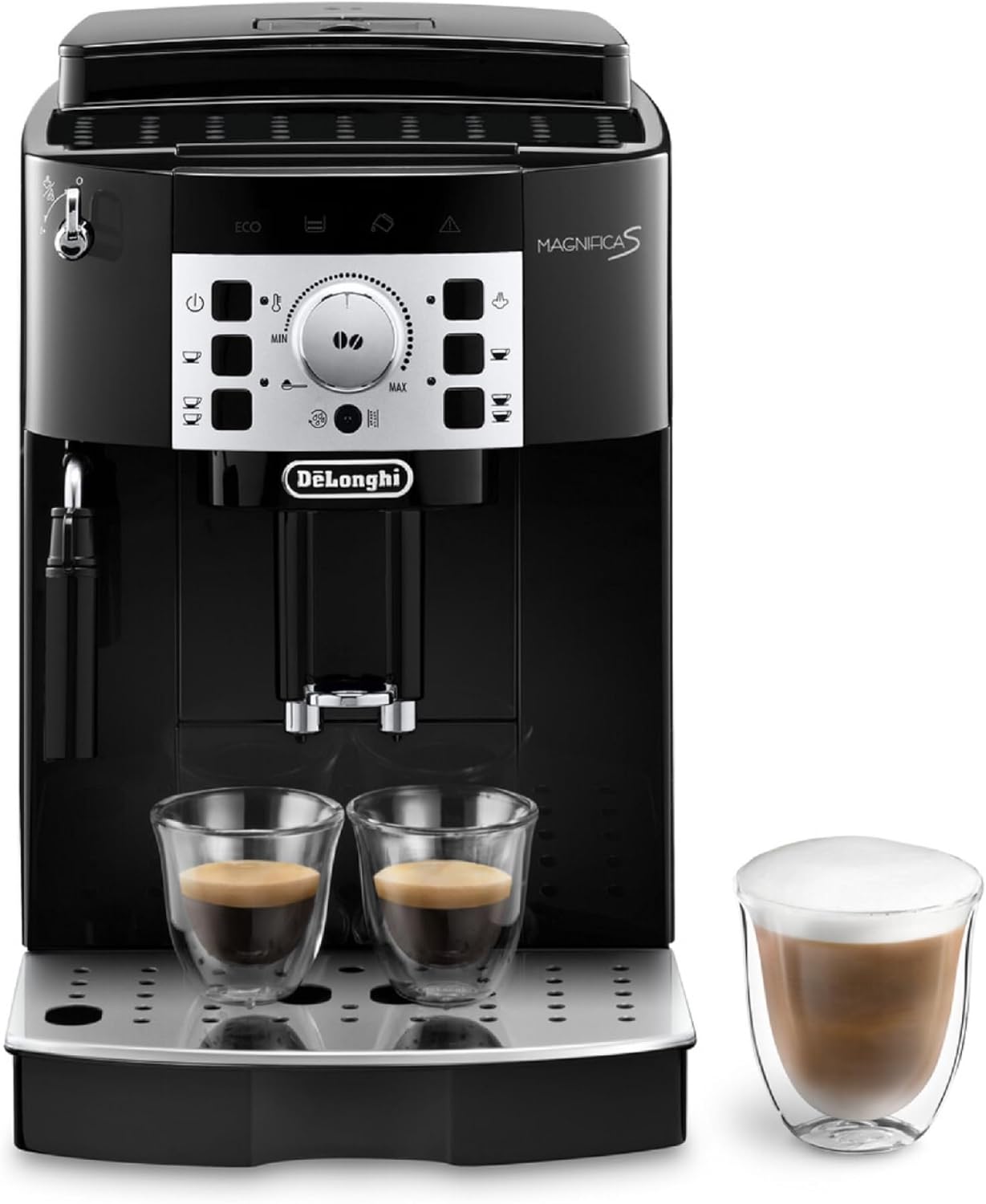 De'Longhi Automatic Espresso Machine with Milk Frother – Bean-to-Cup Coffee Maker (Black, 1450W)