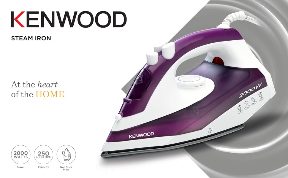Kenwood STP40.000WP Steam Iron – 2000W Power with Teflon Soleplate