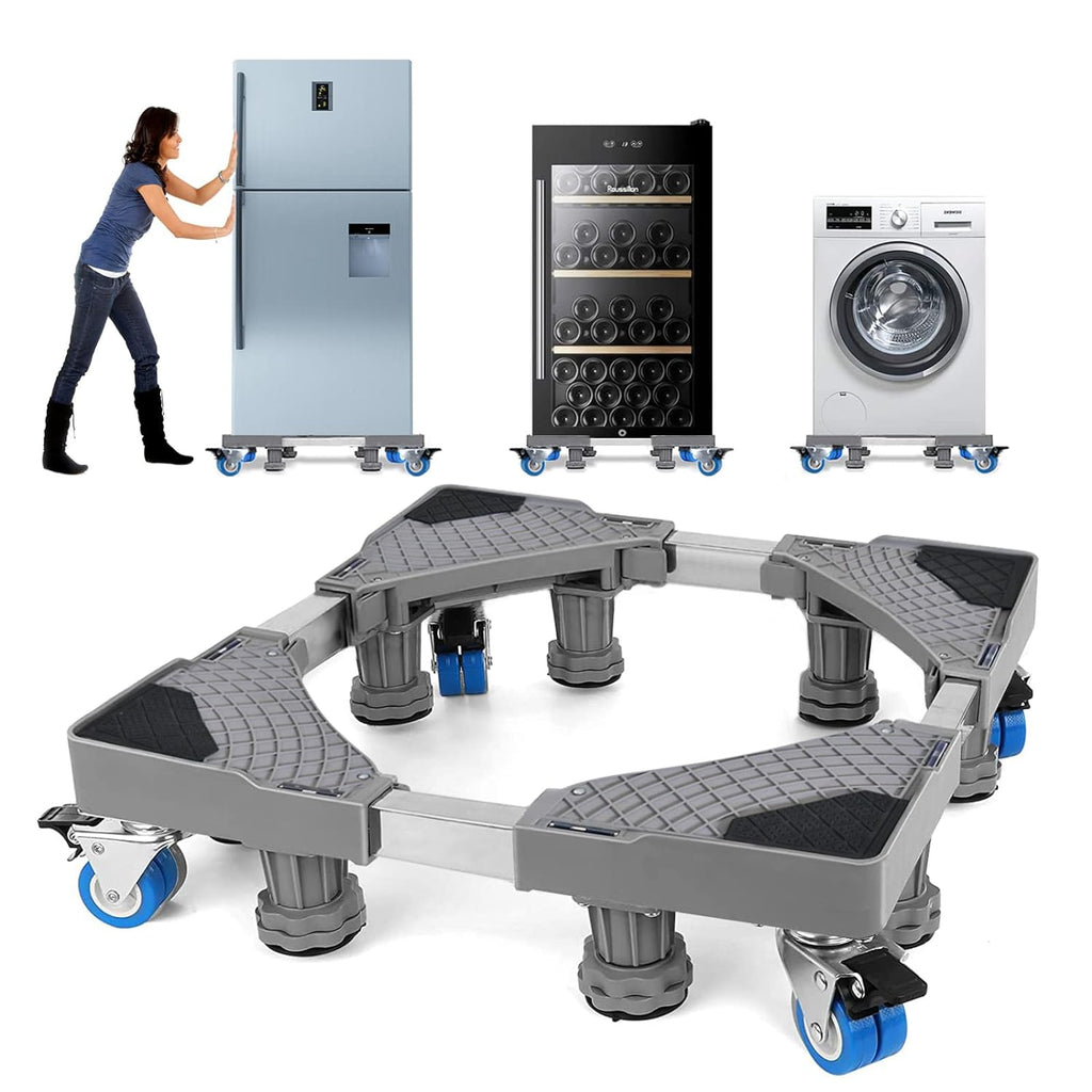 Mobile Roller Fridge Stand – Adjustable Washing Machine & Dryer Base with Locking Wheels (4 Rolls, 8 Feet) - LIFE STORES UGANDA