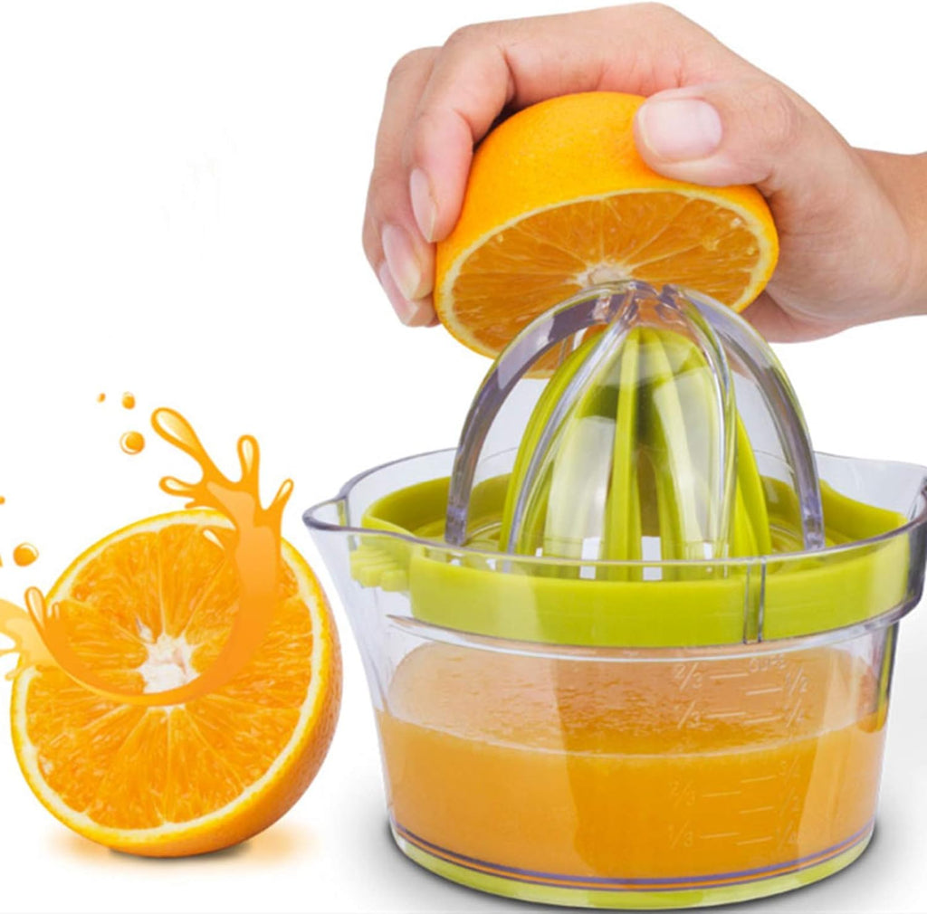 Manual Lemon Orange Juicer | Hand Squeezer with Built-In Measuring Cup | 400ml BPA-Free Citrus Extractor