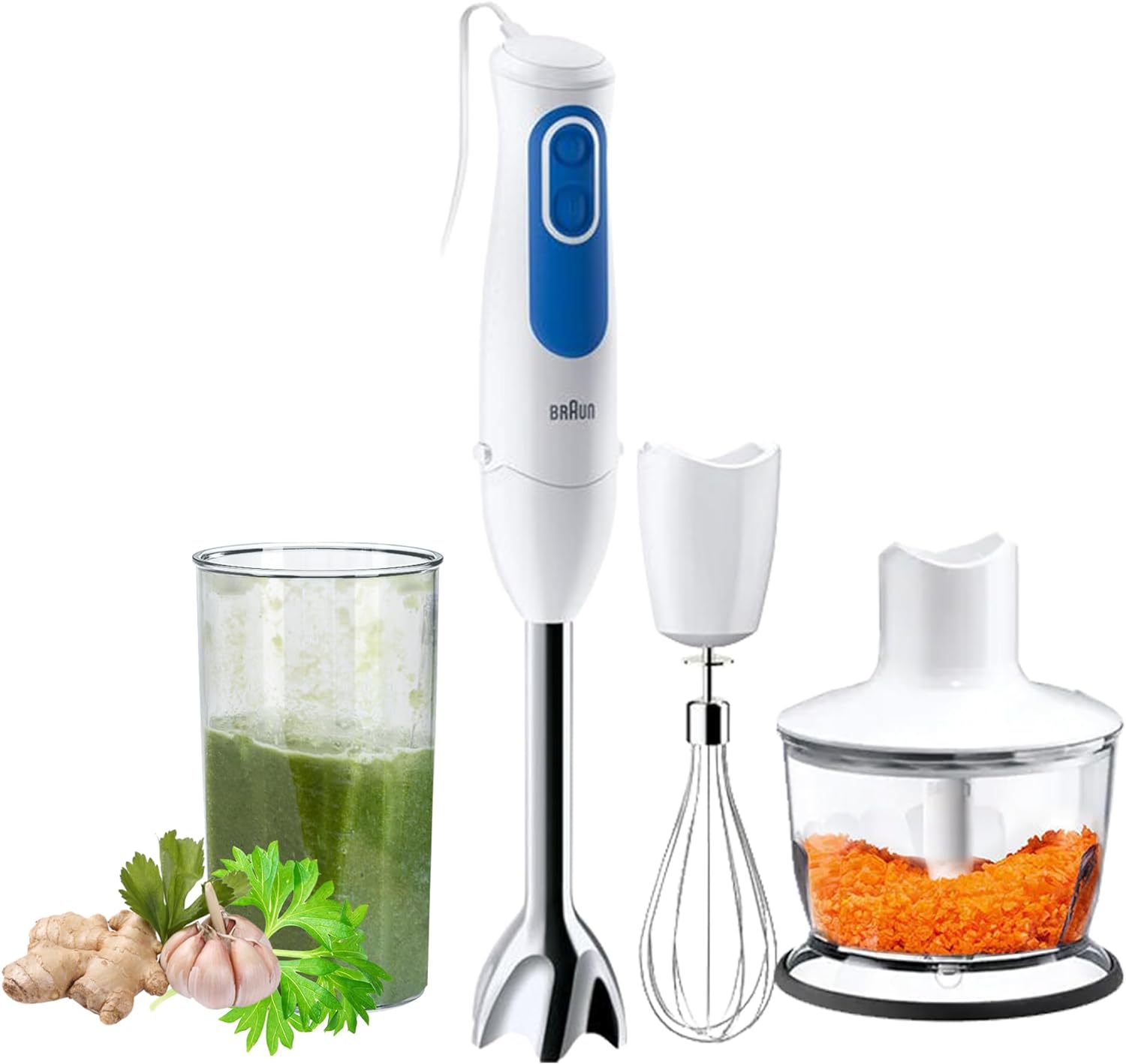 Braun Multi-Quick 3 Hand Blender MQ3035 – 700W with Whisk & Chopper (White)