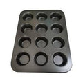 Bread Making Molds – Nonstick 12-Cup Pudding, Muffin & Egg Tart Baking Pan (Black, Carbon Steel)