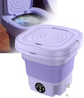 Mini Portable Folding Washing Machine – 8L High-Capacity, Digital Display, Blue Ray Sterilization (Purple)
