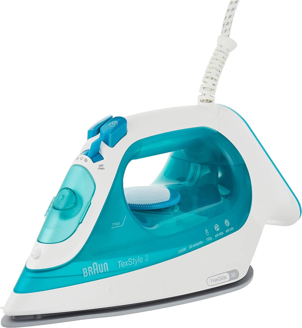 Braun SI3041GR Steam Iron – 2350W with Ceramic Soleplate (Turquoise/White)