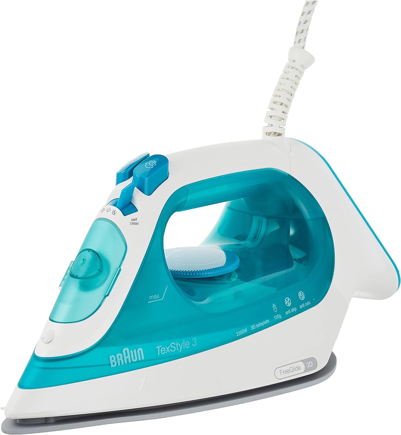 Braun SI3041GR Steam Iron – 2350W with Ceramic Soleplate (Turquoise/White)