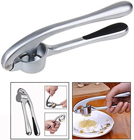 Stainless Steel Garlic Press – Heavy-Duty Zinc Alloy Garlic Crusher & Squeezer
