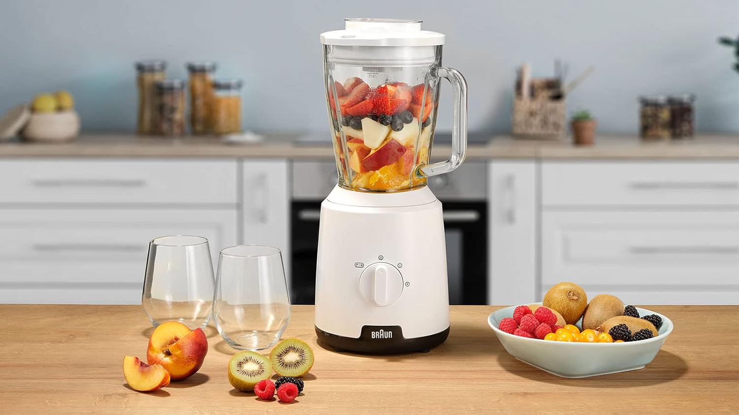 Braun JB1015 WH 600W Blender with 1.5L Jug & Chopper – Professional Power for Smoothies, Soups & More