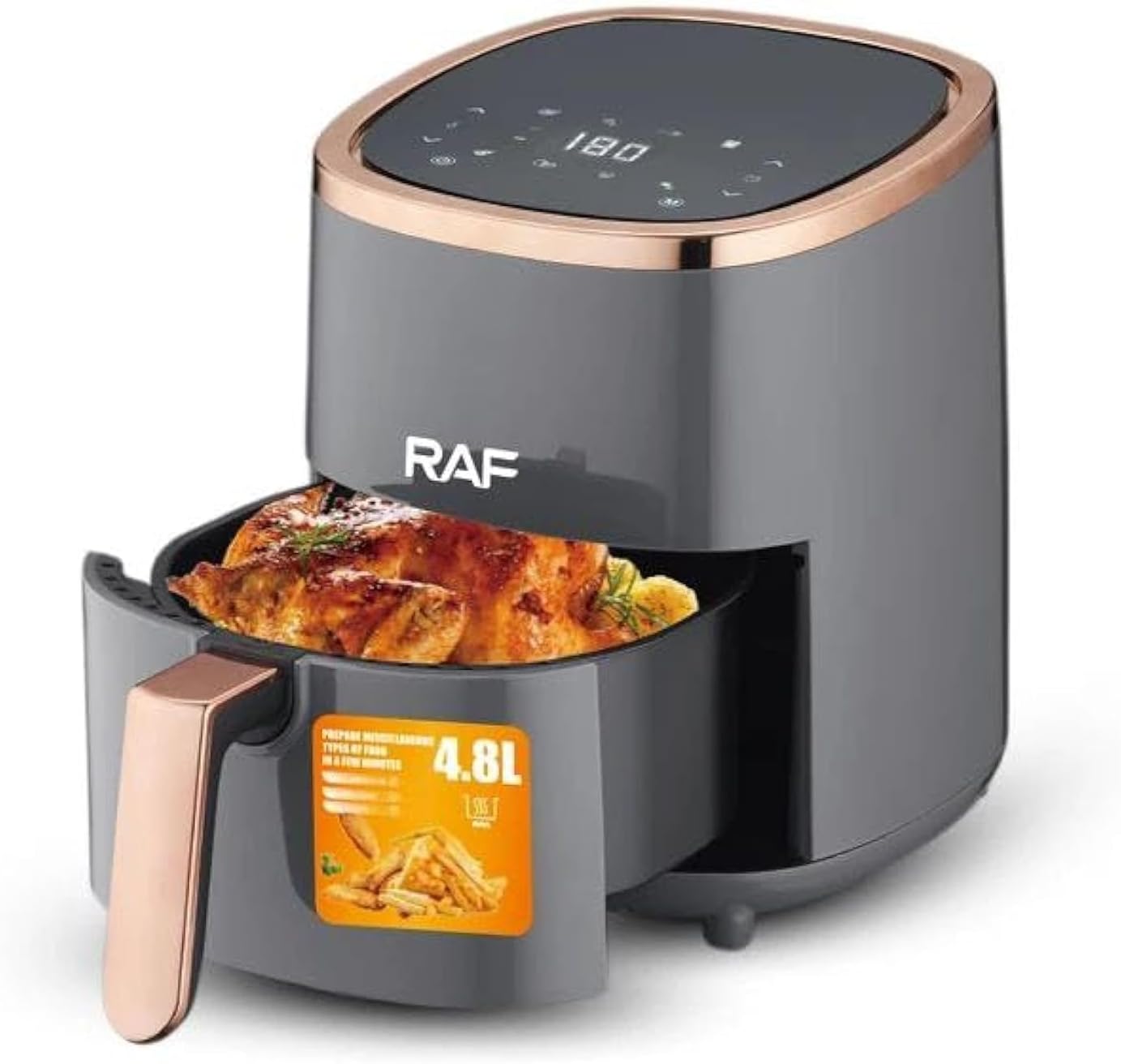 RAF 5.8L Digital Hygienic Frying Pan – Multi-Functional 1200W Air Fryer with Temperature Control & Non-Stick Interior